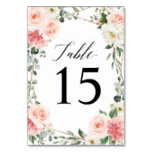 Blush Pink Floral Gold Geometric Botanical Weddens Kaart (Achterkant)