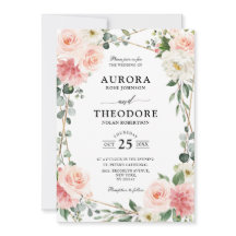 Blush Pink Floral Gold Geometric Botanical Weddens