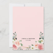 Blush Pink Floral Gold Geometric Botanical Weddens Kaart (Achterkant)
