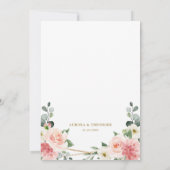 Blush Pink Floral Gold Geometric Botanical Weddens Kaart (Achterkant)