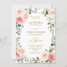 Blush Pink Floral Gold Geometric Botanical Weddens