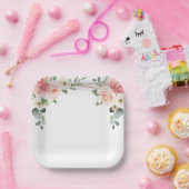 Blush Pink Floral Gold Geometric Botanical Weddens Papieren Bordje (Feest)