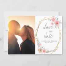 Blush Pink Floral Gold Geometric Botanical Weddens