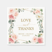 Blush Pink Floral Gold Geometric Botanical Weddens Servet (Voorkant)