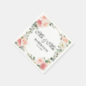 Blush Pink Floral Gold Geometric Botanical Weddens Servet (Hoek)