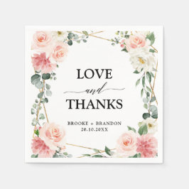 Blush Pink Floral Gold Geometric Botanical Weddens Servet