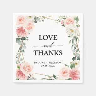 Blush Pink Floral Gold Geometric Botanical Weddens Servet