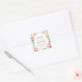 Blush Pink Floral Gold Geometric Botanical Weddens Vierkante Sticker (Envelop)