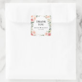 Blush Pink Floral Gold Geometric Botanical Weddens Vierkante Sticker (Tas)