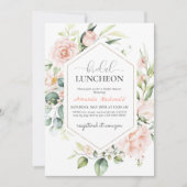 Blush Pink Floral Gold Geometric Bridal LUNCHEON Kaart (Voorkant)