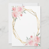 Blush Pink Floral Gold Geometric Lijst Weddenschap Kaart (Achterkant)