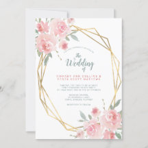 Blush Pink Floral Gold Geometric Lijst Weddenschap