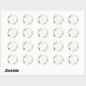 Blush Pink Floral Gold Geometric Lijst Weddenschap Ronde Sticker (Vel)