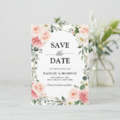 Blush Pink Floral Gold Geometric Save the Date (Staand voorkant)