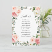 Blush Pink Floral Gold Geometric Seating Chart Kaart (Staand voorkant)