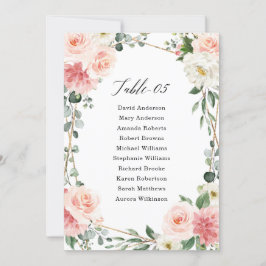 Blush Pink Floral Gold Geometric Seating Chart Kaart