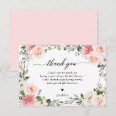 Blush Pink Floral Gold Geometric Vrijgezellenfeest Bedankkaart (Voorkant / Achterkant)