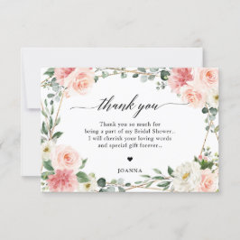 Blush Pink Floral Gold Geometric Vrijgezellenfeest Bedankkaart
