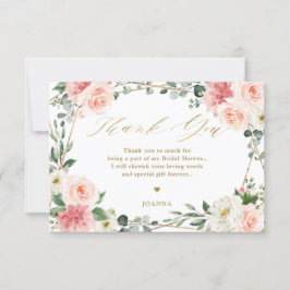 Blush Pink Floral Gold Geometric Vrijgezellenfeest Bedankkaart