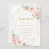Blush Pink Floral Gold Geometric Vrijgezellenfeest Kaart (Voorkant)