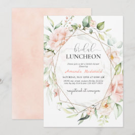 Blush Pink Floral Gold Geometric Vrijgezellenfeest Kaart