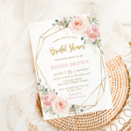 Blush Pink Floral Gold Geometric Vrijgezellenfeest Kaart