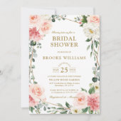 Blush Pink Floral Gold Geometric Vrijgezellenfeest Kaart (Voorkant)
