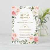 Blush Pink Floral Gold Geometric Vrijgezellenfeest Kaart (Staand voorkant)