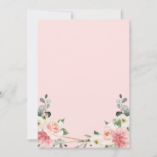 Blush Pink Floral Gold Geometric Vrijgezellenfeest Kaart (Achterkant)