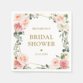 Blush Pink Floral Gold Geometric Vrijgezellenfeest Servet (Voorkant)