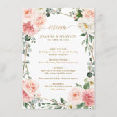 Blush Pink Floral Gold Geometric Wedding Menu (Voorkant)