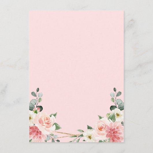 Blush Pink Floral Gold Geometric Wedding Menu (Achterkant)