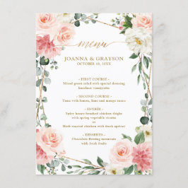 Blush Pink Floral Gold Geometric Wedding Menu