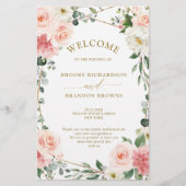 Blush Pink Floral Gold Geometric Wedding Programme (Voorkant)