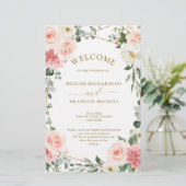 Blush Pink Floral Gold Geometric Wedding Programme (Staand voorkant)