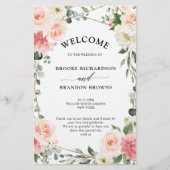 Blush Pink Floral Gold Geometric Wedding Programme (Voorkant)