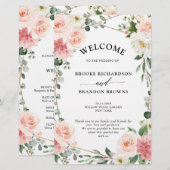 Blush Pink Floral Gold Geometric Wedding Programme (Voorkant / Achterkant)