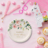 Blush Pink Floral Gold Gepersonaliseerd Vrijgezell Papieren Bordje (Feest)