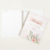 Blush Pink Floral Gold Glitter Custom Name Girl Pl Planner (Display)