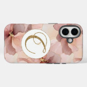 Blush Pink Floral Gold Glitter Letter C Case-Mate iPhone Case (Achterkant (horizontaal))