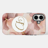 Blush Pink Floral Gold Glitter Letter D Case-Mate iPhone Case (Achterkant (horizontaal))