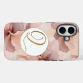Blush Pink Floral Gold Glitter Letter Q Case-Mate iPhone Case (Achterkant (horizontaal))