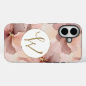 Blush Pink Floral Gold Glitter Letter W Case-Mate iPhone Case (Achterkant (horizontaal))