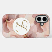 Blush Pink Floral Gold Glitter Letter Z Case-Mate iPhone Case (Achterkant (horizontaal))
