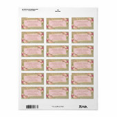 Blush Pink Floral Gold Glitter mousserend Weddensc Etiket (Full Sheet)