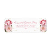 Blush Pink Floral Gold Glitter Retouradres Etiket (Voorkant)