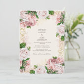 Blush Pink  Floral Gold Glitter Weddenschap Kaart (Staand voorkant)