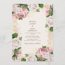 Blush Pink  Floral Gold Glitter Weddenschap