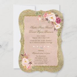 Blush Pink Floral Gold Glitter Weddenschap Kaart