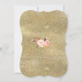 Blush Pink Floral Gold Glitter Weddenschap Kaart (Achterkant)